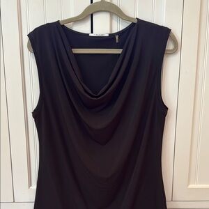 Tahari Black Sleeveless Cowl Neck Top
